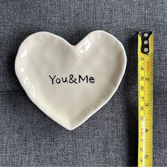 “You & Me” Heart Shaped Trinket Jewelry Dish, White, Black - Picture 6 of 10
